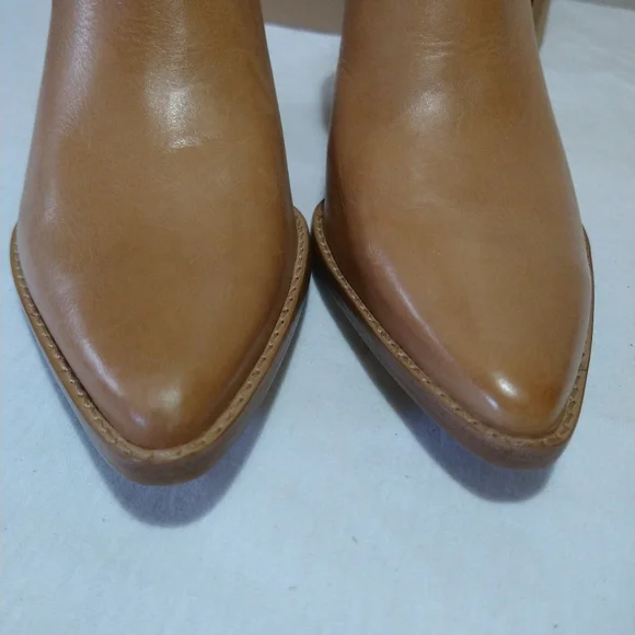 Matisse Tan Elevation Leather Stacked Heel Booties - Picture 4 of 14